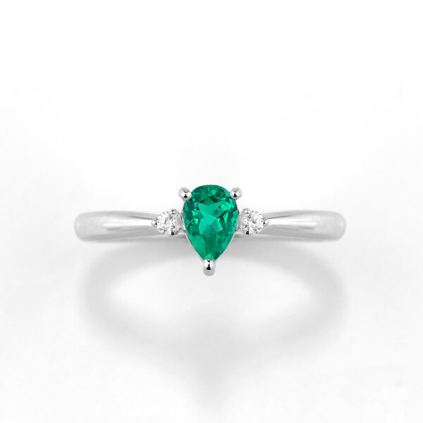 コロンビア産無処理エメラルド(ノンオイル)0.36ctプラチナリングダイヤ0.03ct付(GIA宝石鑑別書付)