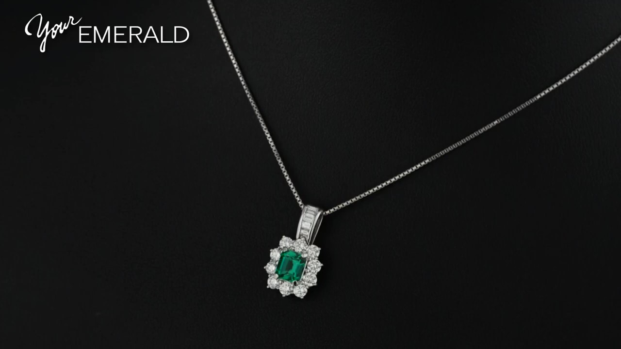 コロンビア産エメラルド0.846ctプラチナネックレスダイヤ0.91ct