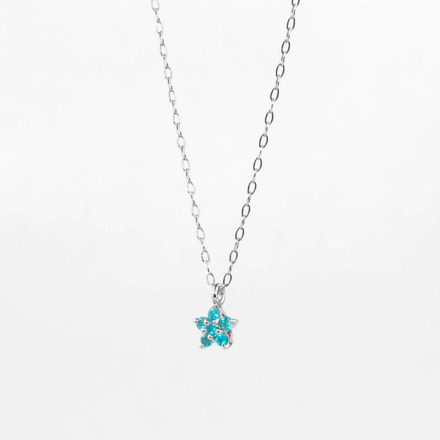 ブラジル産パライバトルマリンスタープラチナネックレス【Blue STAR