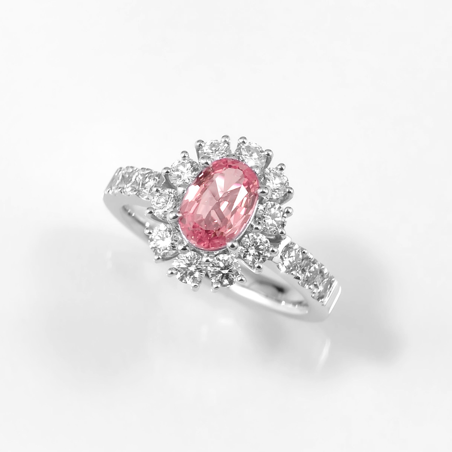 非加熱パパラチャサファイア1.11ctプラチナリングダイヤ0.93ct付(GRS