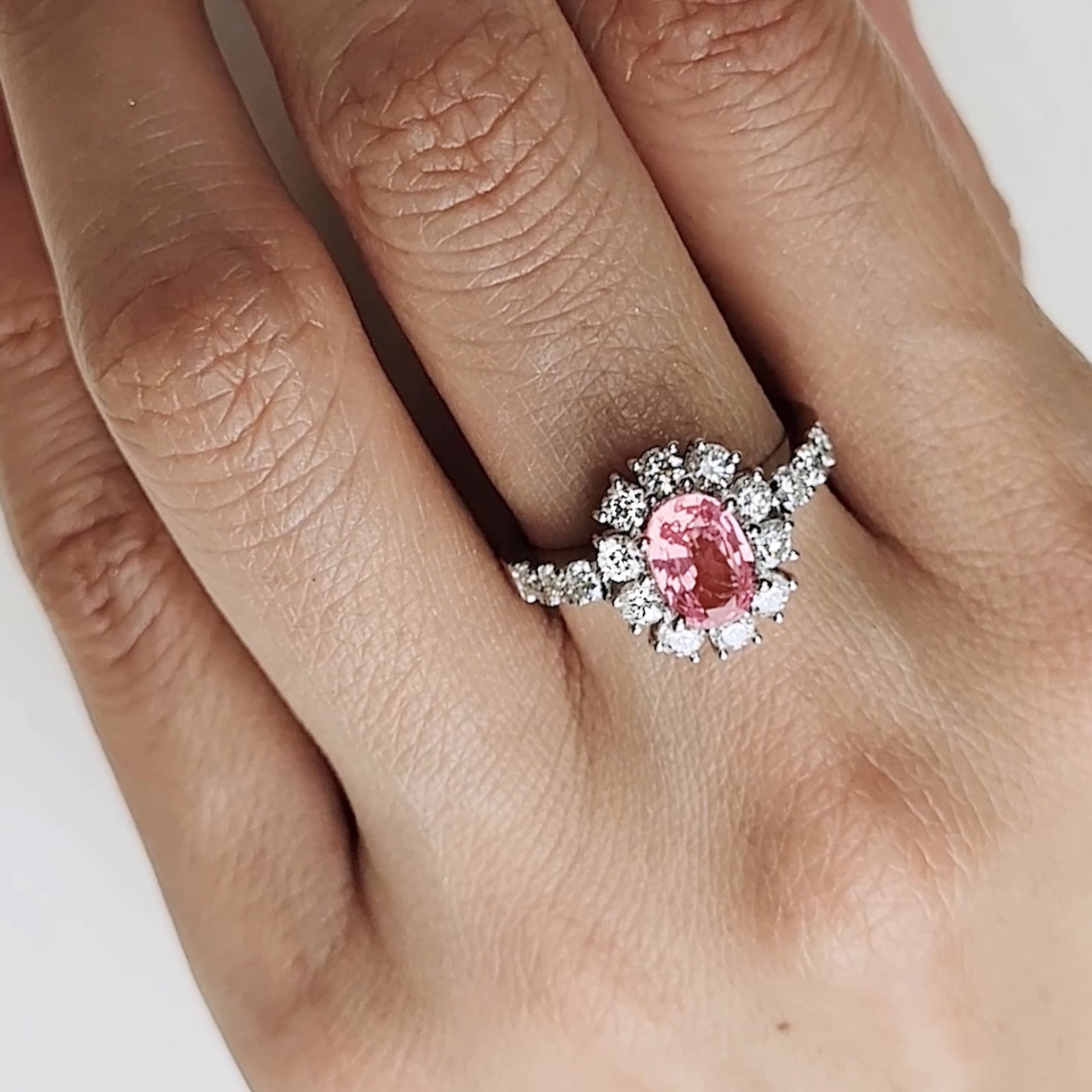 非加熱パパラチャサファイア1.11ctプラチナリングダイヤ0.93ct付(GRS